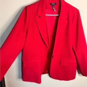 Aqua Women's Medium Red Single Button Front Blazer